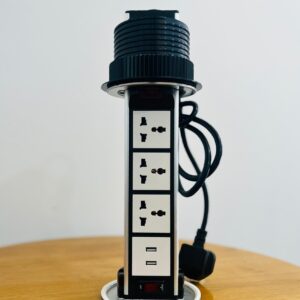 GOWEL POPUP VERTICAL 3POWER+2USB SILVER