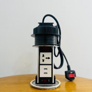 GOWEL POPUP VERTICAL 1POWER+2USB SILVER